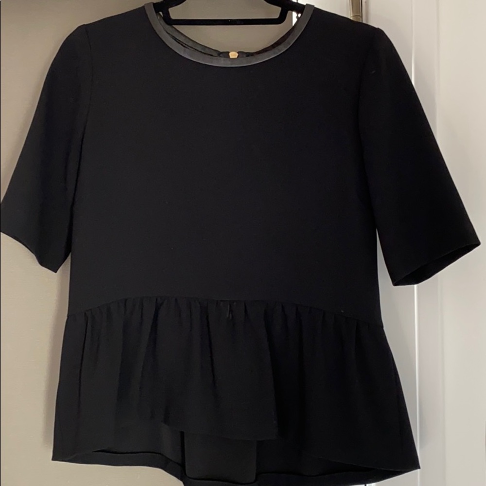 Sandro peplum black crepe top